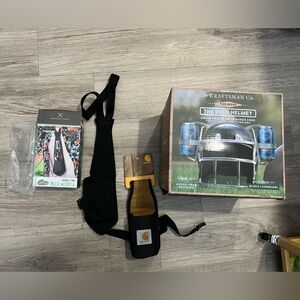 The Kraftsman Football Drinking helmet, Drink holder tie, and drink holster